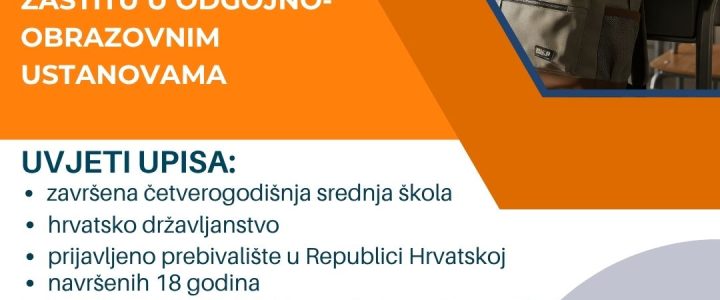 Upisi u tijeku! Operativni djelatnik/ica za sigurnost i civilnu zaštitu u odgojno-obrazovnim ustanovama